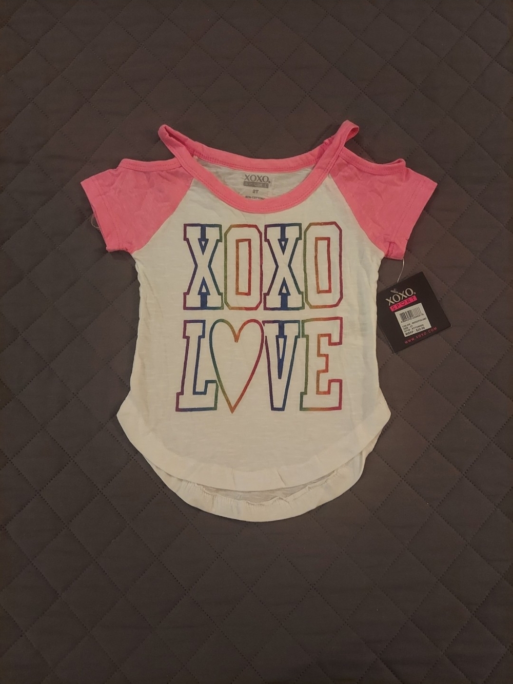 XOXO White & Pink Cold-Shoulder 'XOXO LOVE' Tee